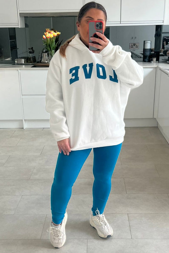 Blue Slogan Love Hoodie leggings Co-Ord Set – Miracle