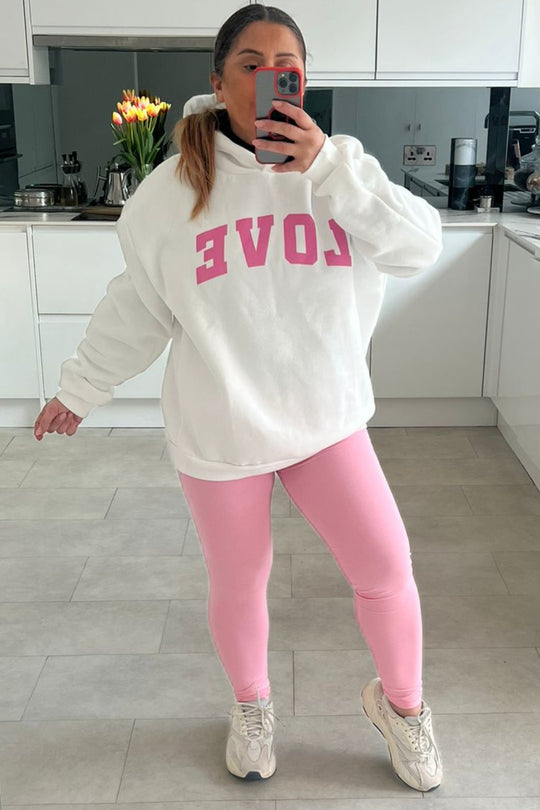 Pink Slogan Love Hoodie leggings Co-Ord Set – Miracle