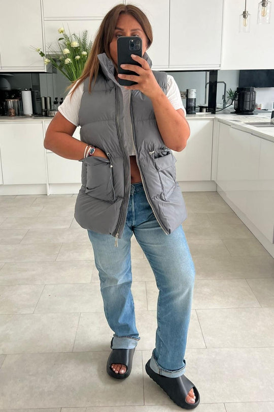 Bianca Grey Sleeveless Padded Gilet