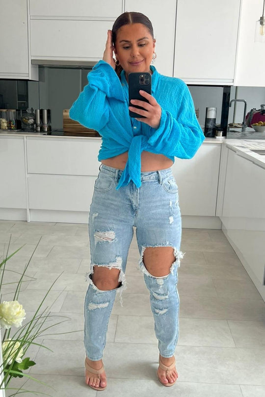 Eden Denim Ripped Skinny Mom Jeans