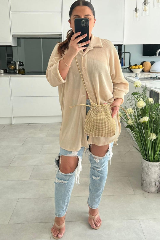 Delaney Gold Diamantes Duffle Clutch Bag