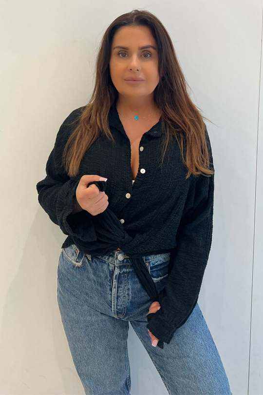 Dils Black Cheesecloth Shirt