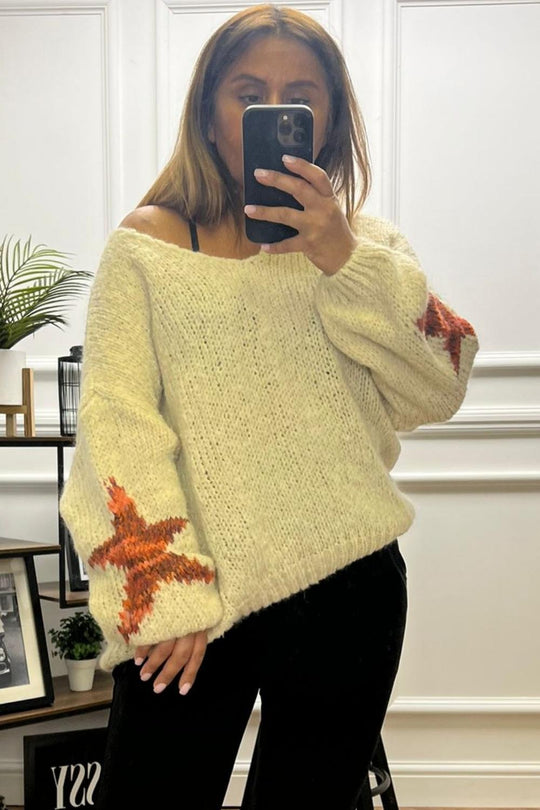 Vida Cream Star Luxury Knit Jumper