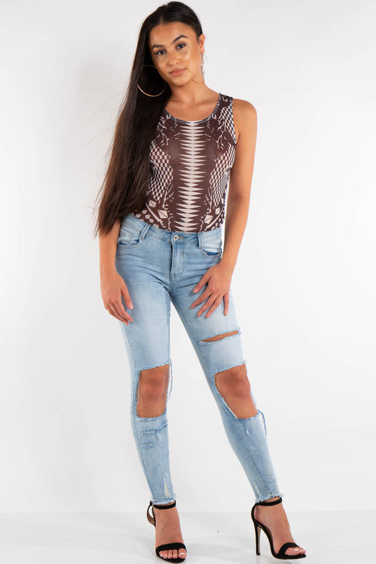 Sawyer White Mesh printed Bodysuit