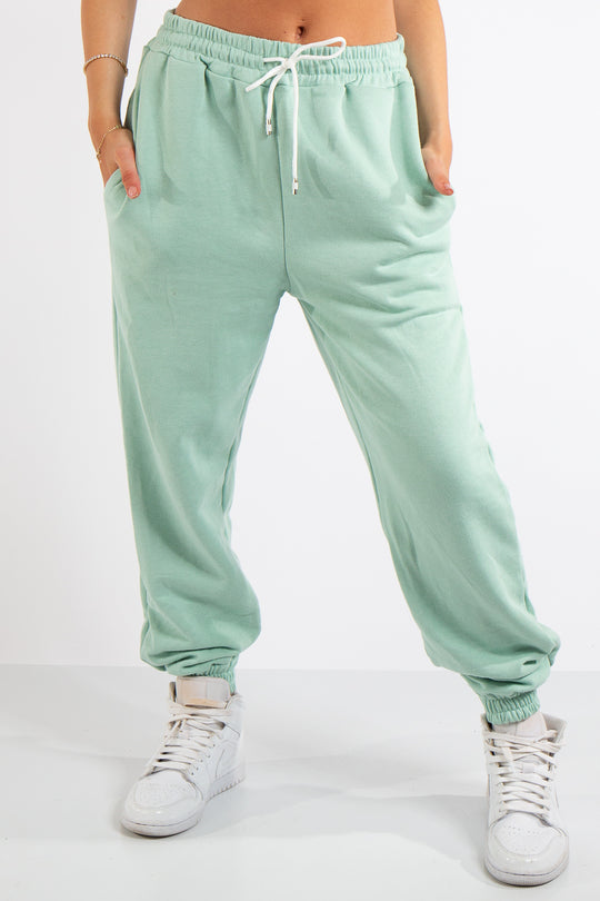 Tenley Mint Green Plain Jogger Pants