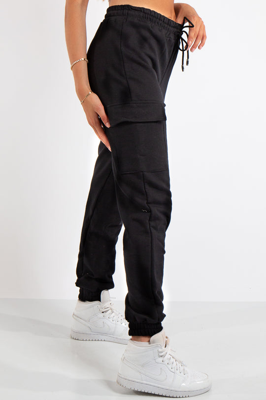 Louise Black Cargo Jogger Bottoms