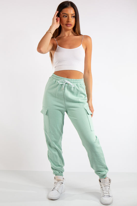 Louise Mint Green Cargo Jogger Bottoms