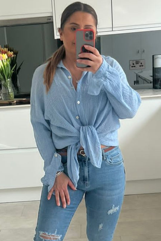 Dils Baby Blue Cheesecloth Shirt