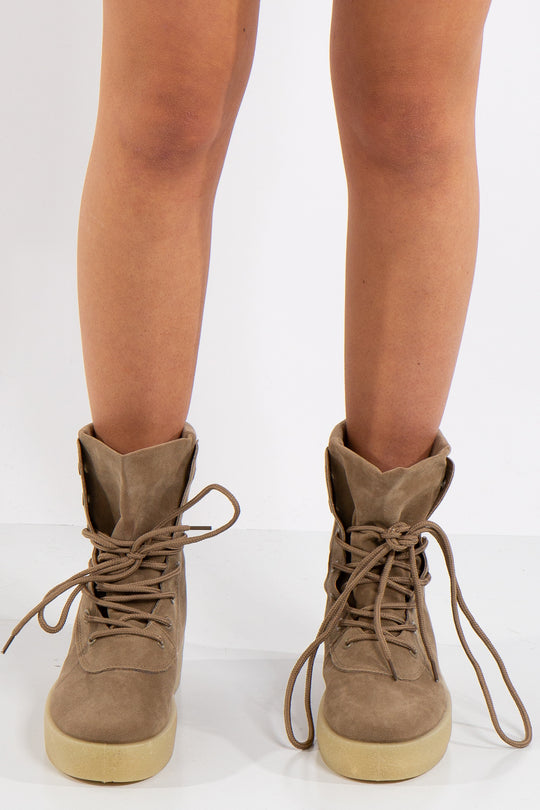 Kanye Khaki High Top FlatForm Trainers