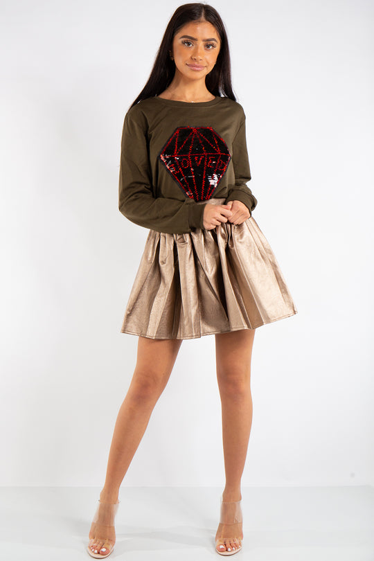 Samantha Gold PU Leather Skater Skirt