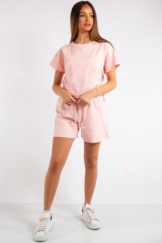Estrella Pink Rouged Shorts Co-ord Set