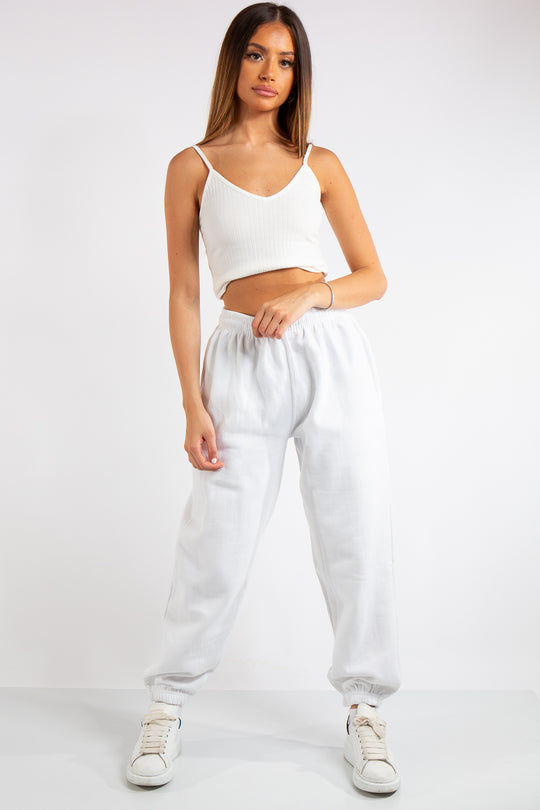Brylee White Basic Casual Joggers