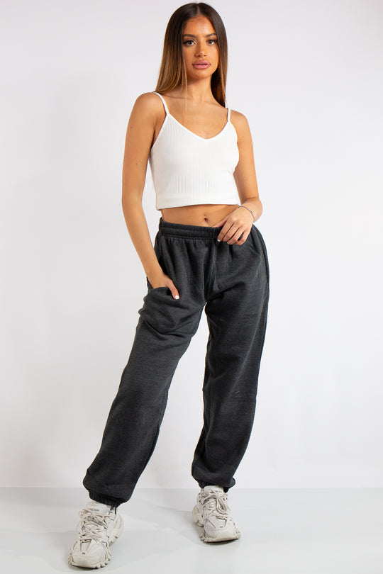 Brylee Charcoal Grey Basic Casual Joggers