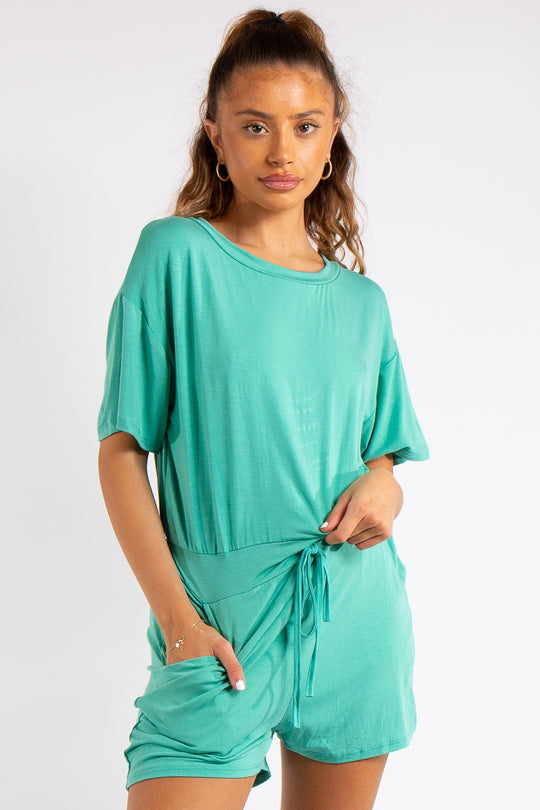 Chana Green Basic Playsuit