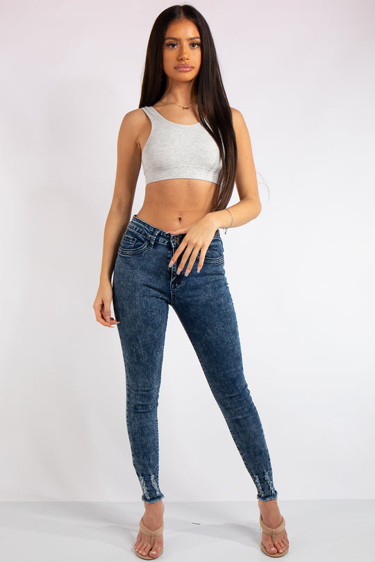 Sophia Blue Acid Wash Denim Skinny Jeans