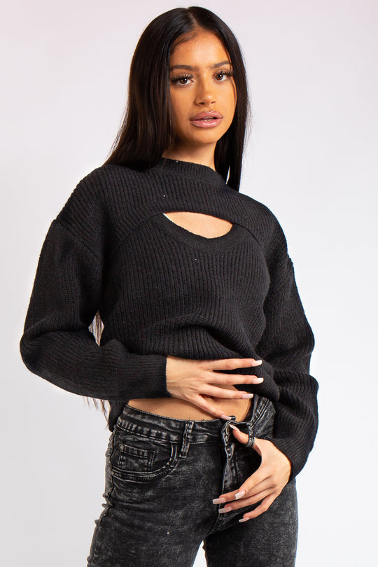 Mia Black 2 in 1 Knitted Jumper