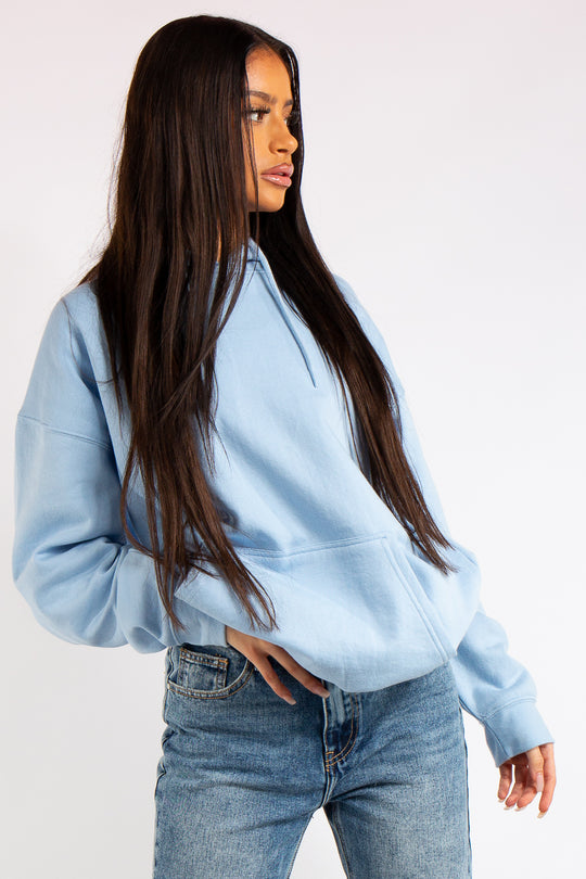 Victoria Blue Oversized Drawstring Hoodie