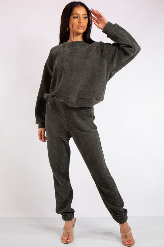 Charlotte Khaki Chenille Corduroy Tracksuit