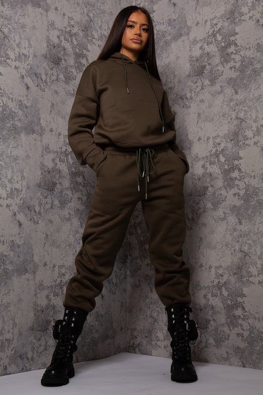 Riley Khaki Fleece Jersey Tracksuit Set