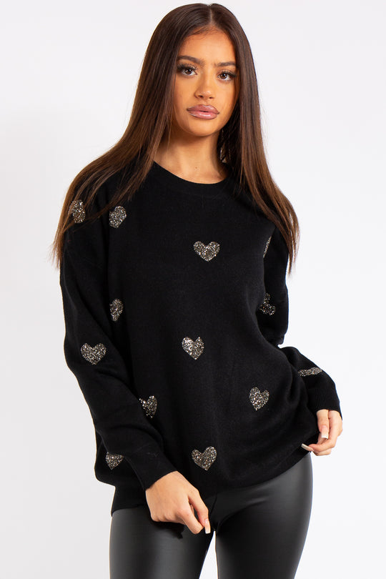 Legacy Black Heart Knit Jumper