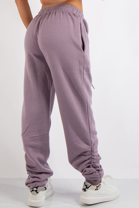 Aurelia Lavender Ruched Detailing Basic Joggers