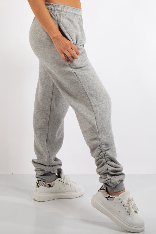Aurelia Grey Ruched Detailing Basic Joggers