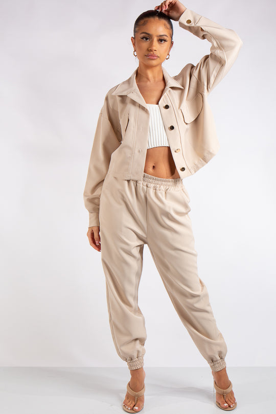 Frances Beige Shirt Co Ord Set