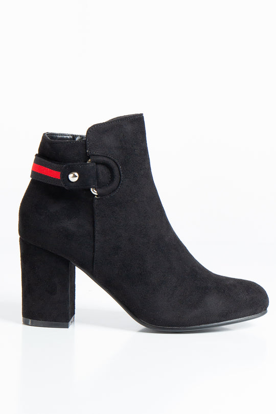 Jillian Black Faux Suede Ankle Boots