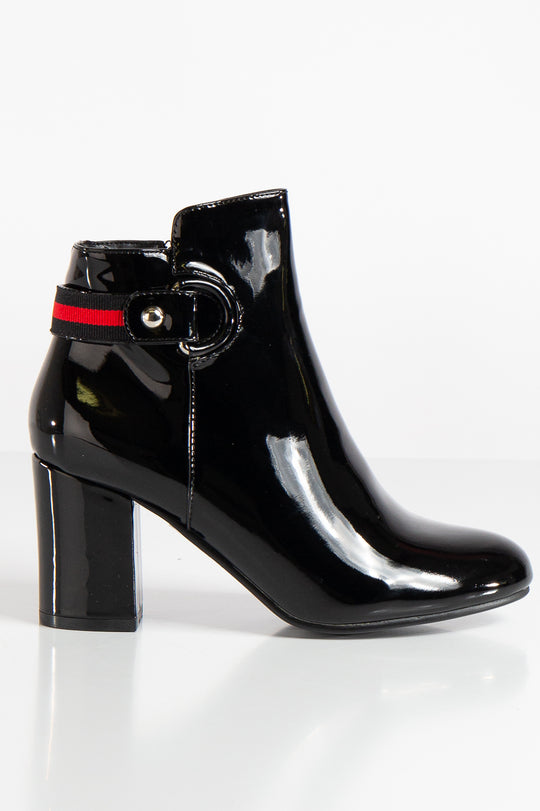 Jillian Black Patent Ankle Boots