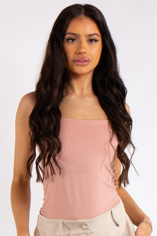 Ruby Pink Slinky Super Soft Strappy Bodysuit