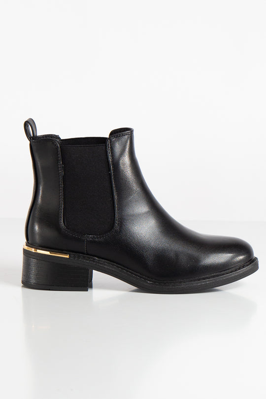 Kimmy Black PU Classic Chelsea Ankle Boots