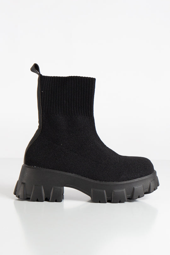Pamela Black Sock Ankle Boots