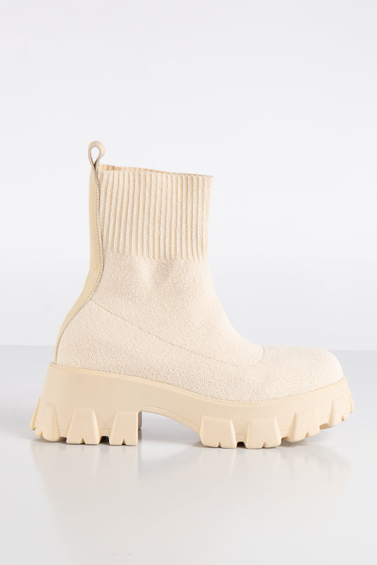 Pamela Beige Sock Ankle Boots
