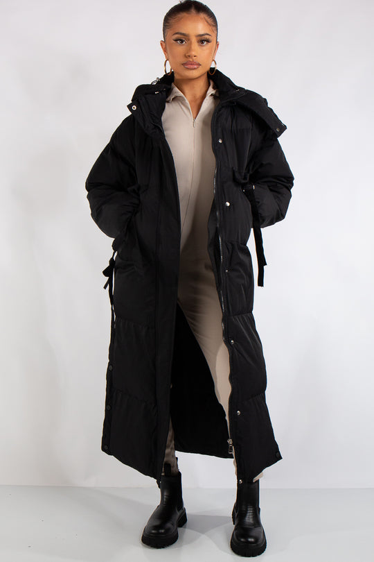 Miley Black Long Padded Duvet Puffer Coat