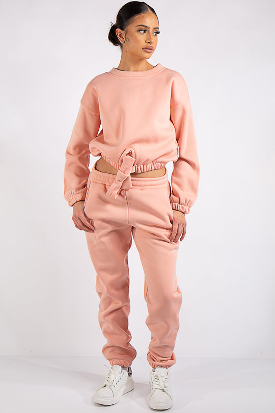 Kaia Pink Crop Tie up Tracksuit