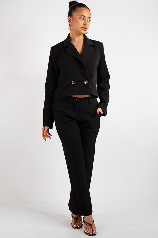 Jazmin Black Cropped Blazer Suit