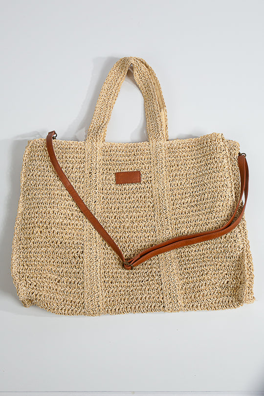 Arya Beige Woven Straw Bag