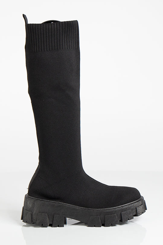 Maria Black Knitted Knee High Sock Boots