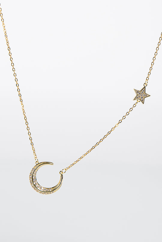 Gold Moon and Star Necklace