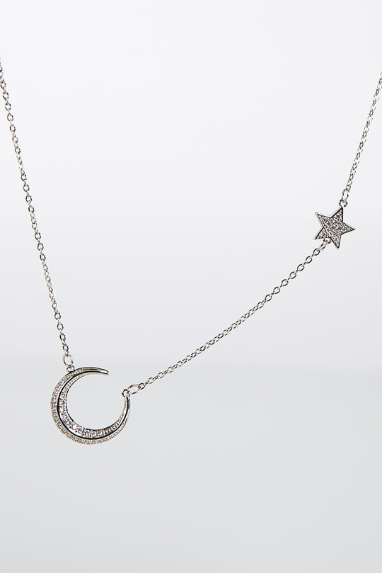 Silver Moon and Star Necklace