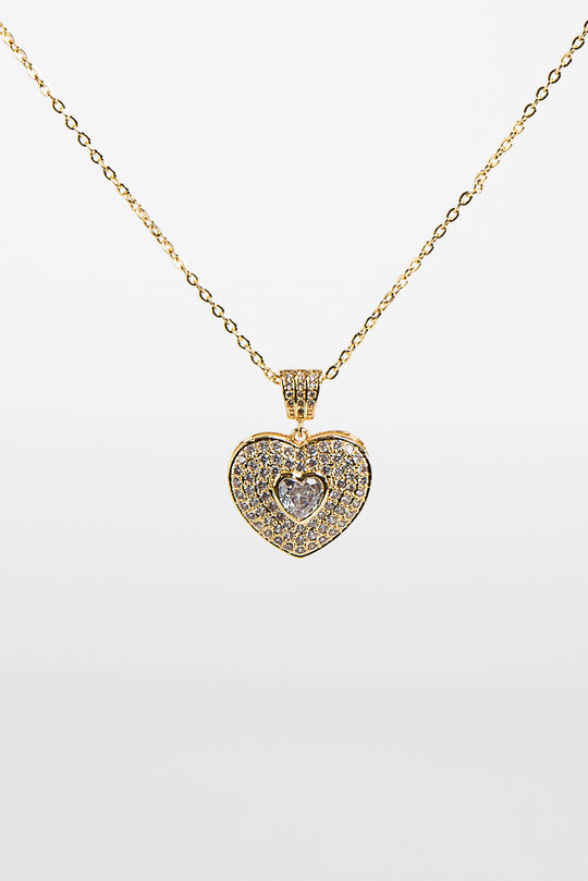 Gold Heart In Heart Pendant Necklace