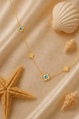 4 Leaf Clover Evil Eye Necklace – Gold