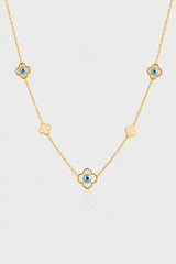 4 Leaf Clover Evil Eye Necklace – Gold