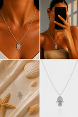 Hamza Hand Necklace – Silver