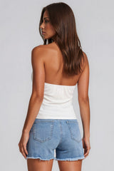 Lucia Draped Halter Neck Top – White