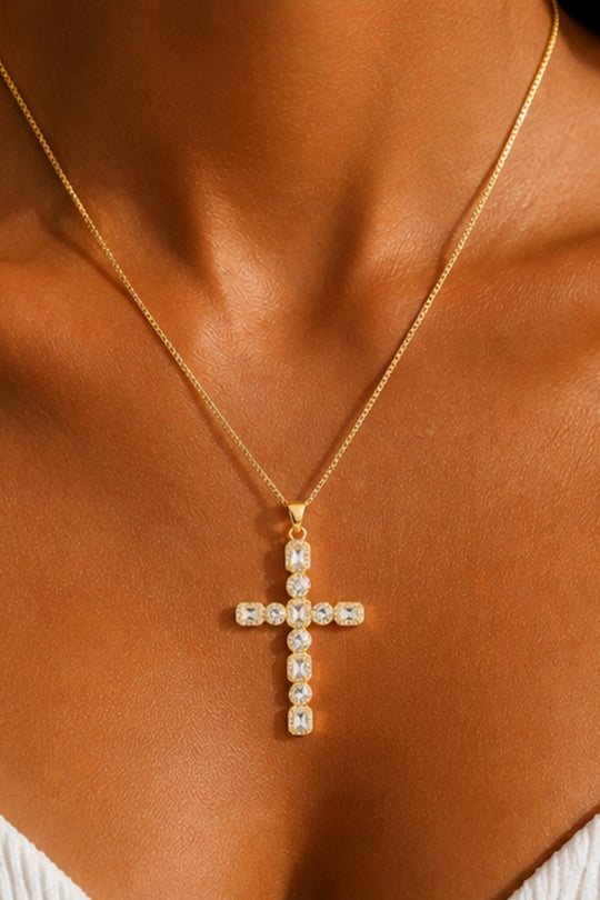 Large Cross Pendant Necklace – Gold