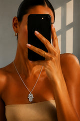 Hamza Hand Necklace – Silver
