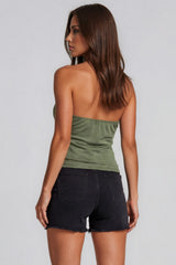 Lucia Draped Halter Neck Top – Khaki