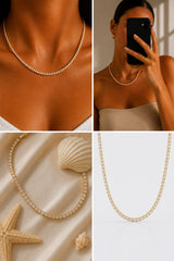 Single Row Tennis Necklace – Gold