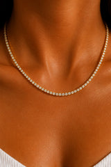 Single Row Tennis Necklace – Gold